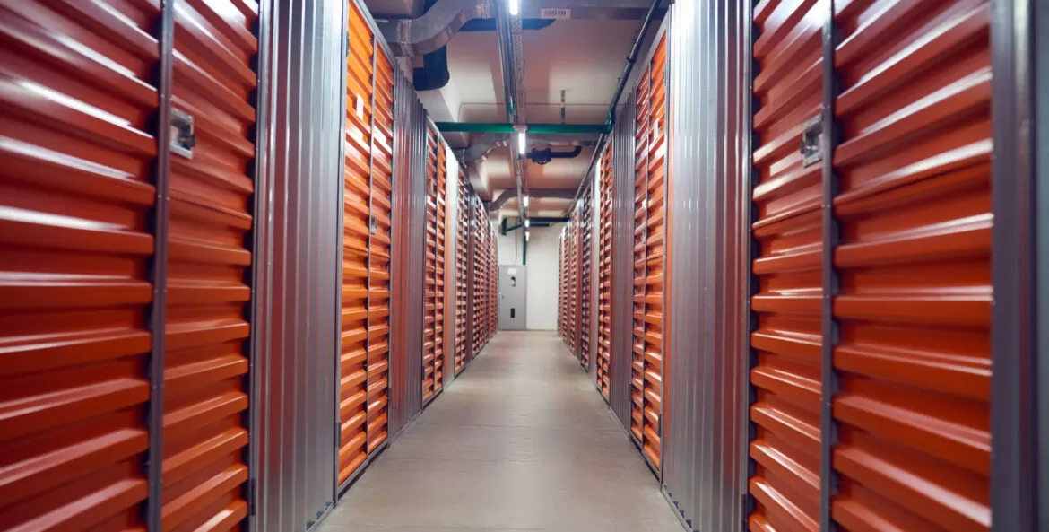 closed storage containers modern warehouse