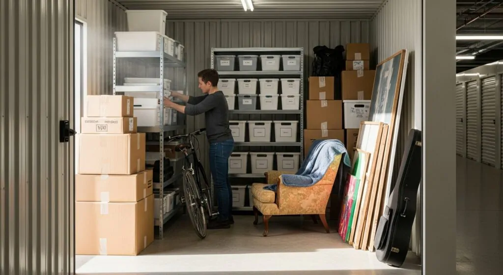 quanto custa self storage: pessoa mexendo em suas coisas.