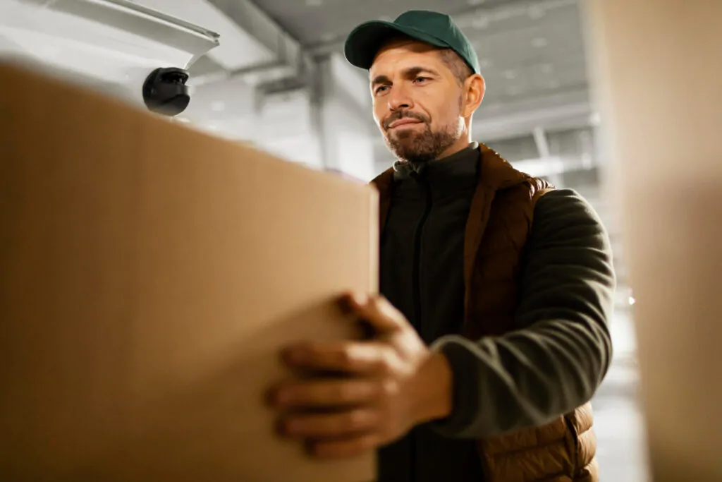 locais para guardar moveis: homeme carregando caixa